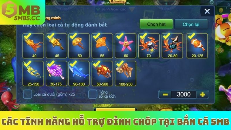 Các tính năng hỗ trợ đỉnh chóp tại bắn cá 5MB