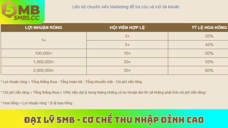 Đại lý 5MB - Cơ chế thu nhập đỉnh cao