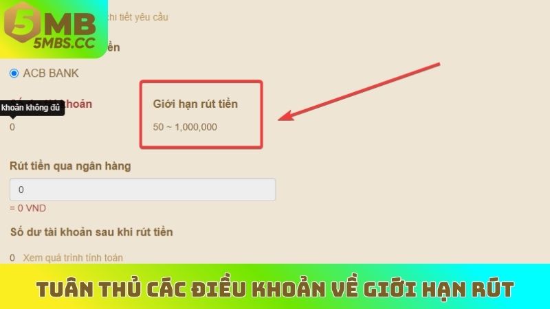 Tuân thủ các điều khoản về giới hạn rút